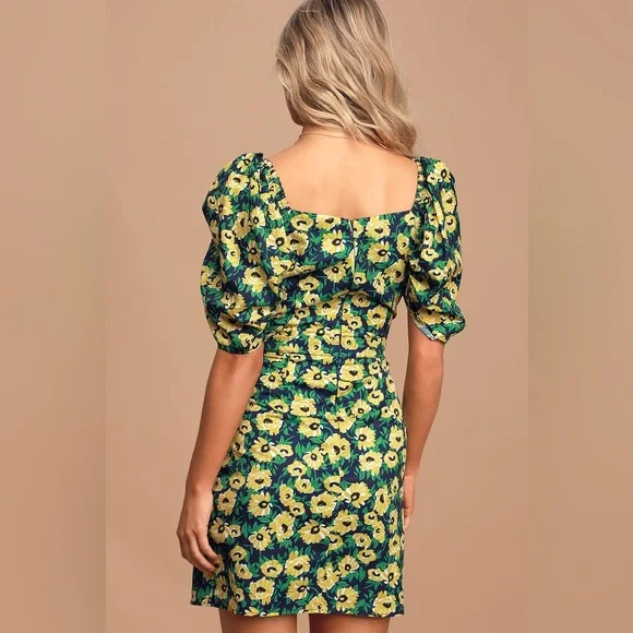 Floral Inclusive Navy Blue Floral Print Puff Sleeve Mini Dress 🌼 - Picture 5 of 7